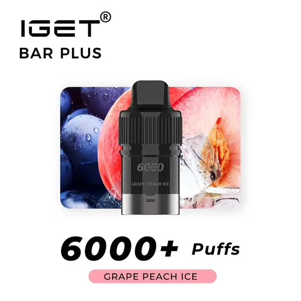 Grape Peach Ice, IGET Bar Plus Pod 6000 Puffs
