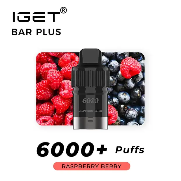 Raspberry Berry, IGET Bar Plus Pod 6000 Puffs