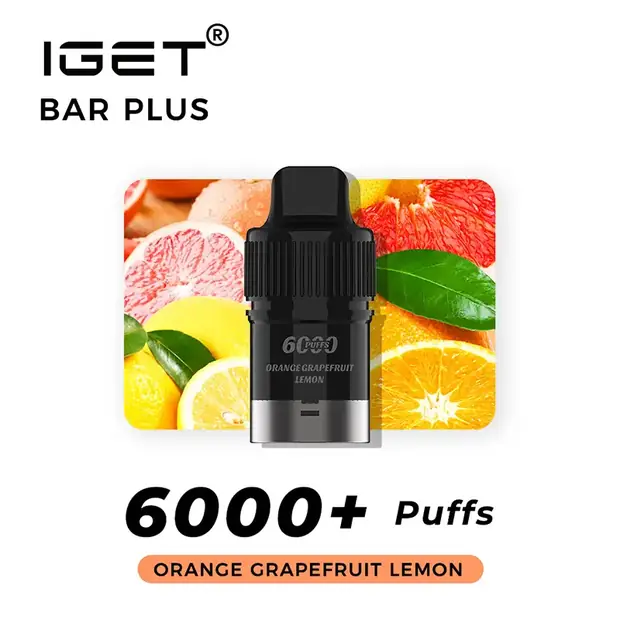 Orange Grapefruit Lemon, IGET Bar Plus Pod 6000 Puffs
