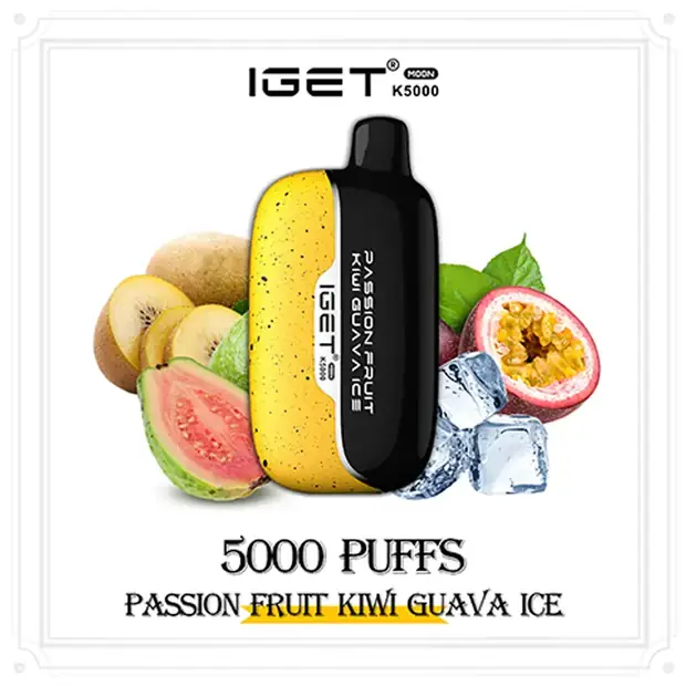 Passion Fruit Kiwi Guava Ice, IGET Moon 5000 Puffs