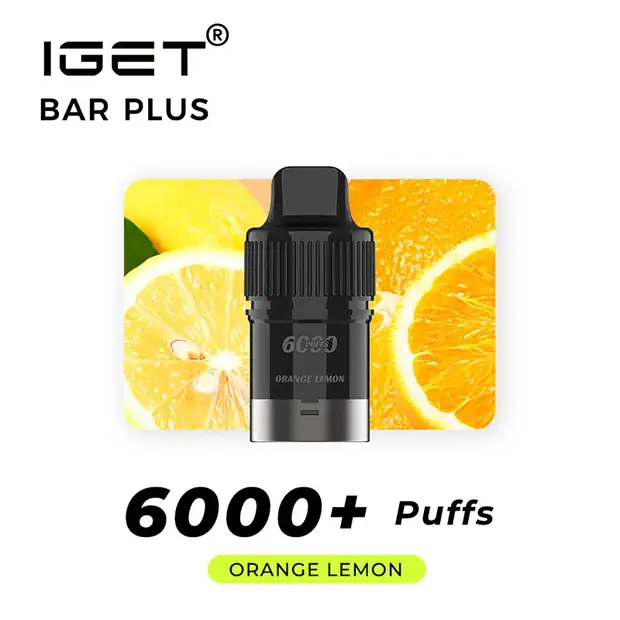 Orange Lemon, IGET Bar Plus Pod 6000 Puffs