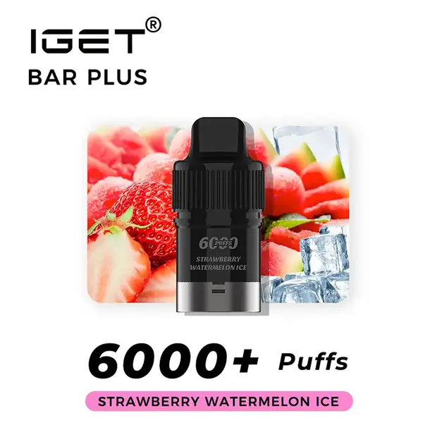 Strawberry Watermelon Ice, IGET Bar Plus Pod 6000 Puffs