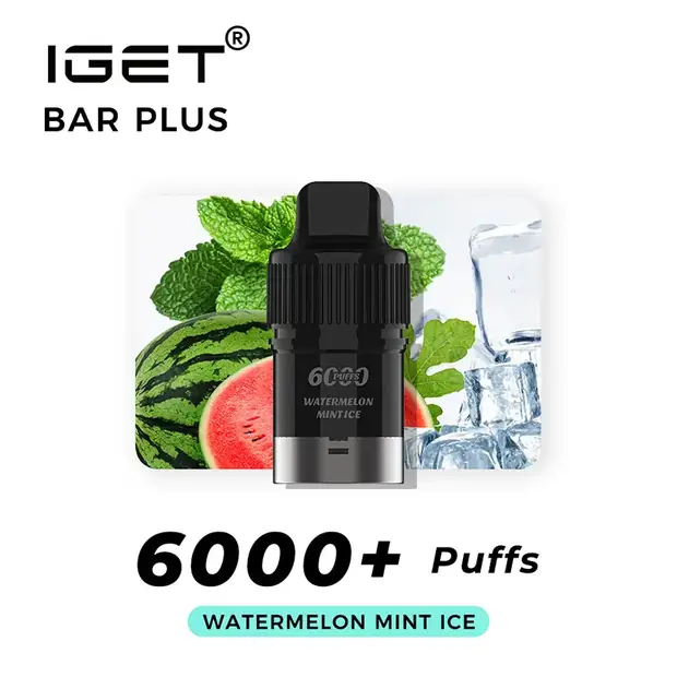 Watermelon Mint Ice, IGET Bar Plus Pod 6000 Puffs